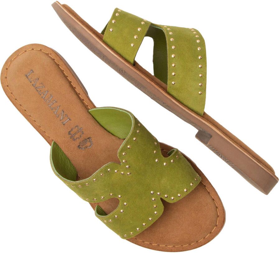 Lazamani Lina Small Studs Slippers Dames Groen - Foto 2