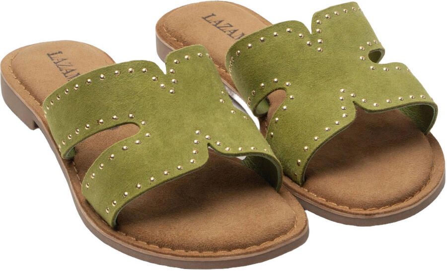 Lazamani Lina Small Studs Slippers Dames Groen - Foto 3