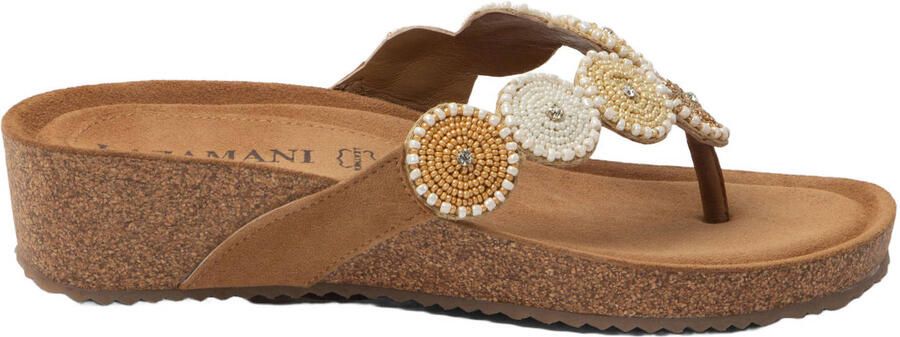 Lazamani Mare suède slippers met sleehak beige