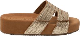 Lazamani Mille leren slippers met gevlochten goud