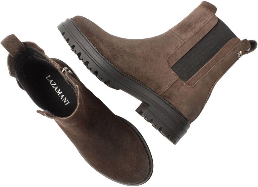 Lazamani Nola suède enkelboots donkerbruin - Foto 3