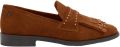 Lazamani Suus leren loafers met franjes cognac - Bruin