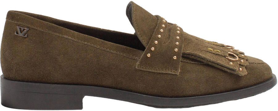 Lazamani Suus leren loafers met studs donkergroen