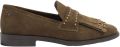 Lazamani Suus leren loafers met studs donkergroen - Groen