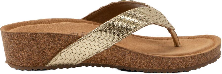 Lazamani Leia Tjoe Wedge Slippers Dames Goud