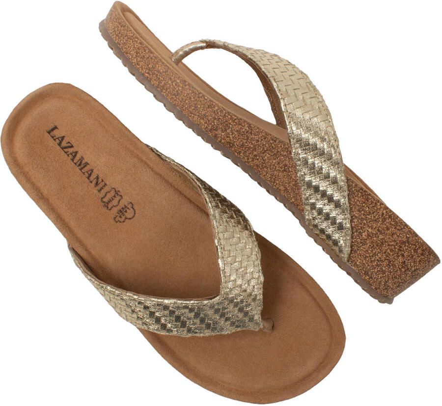 Lazamani Leia Tjoe Wedge Slippers Dames Goud - Foto 2