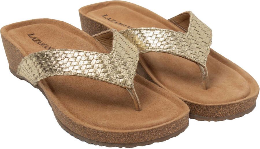 Lazamani Leia Tjoe Wedge Slippers Dames Goud - Foto 3