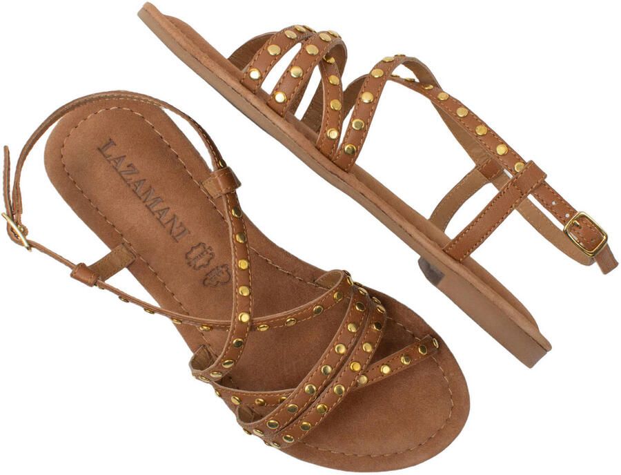 Lazamani Tova Studs Sandalen Dames Cognac - Foto 2