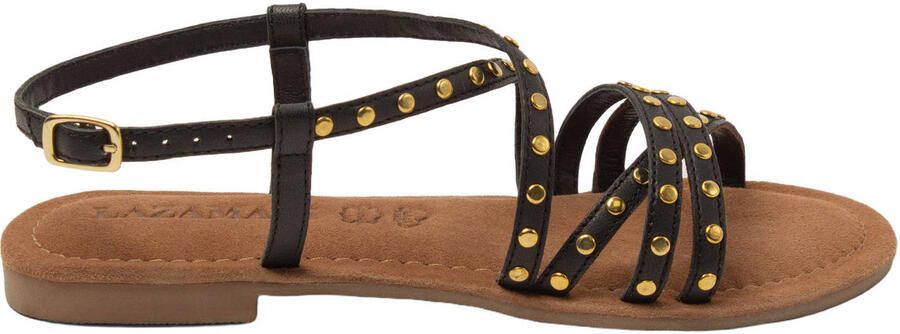 Lazamani Tova leren sandalen met studs zwart