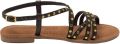 Lazamani Tova leren sandalen met studs zwart - Zwart