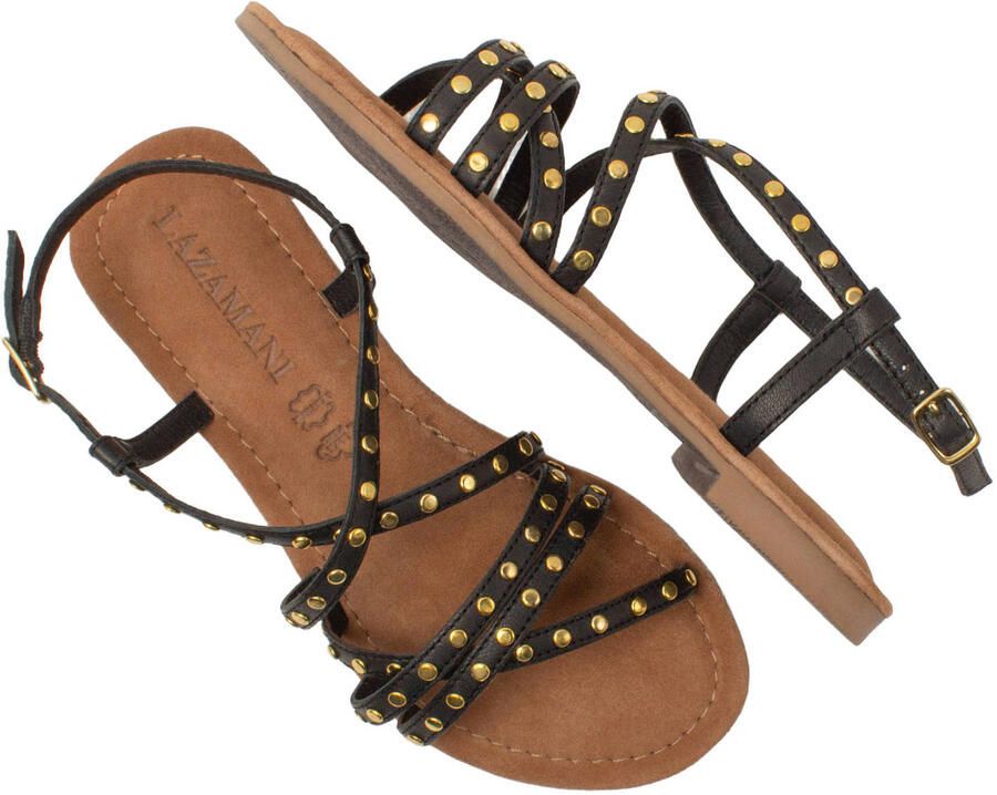 Lazamani Tova leren sandalen met studs zwart - Foto 2