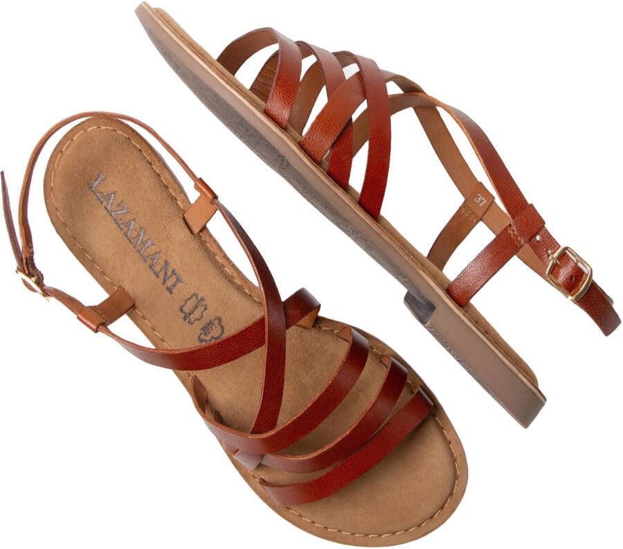 Lazamani Zuza Dames Sandalen Leer Tan - Foto 2