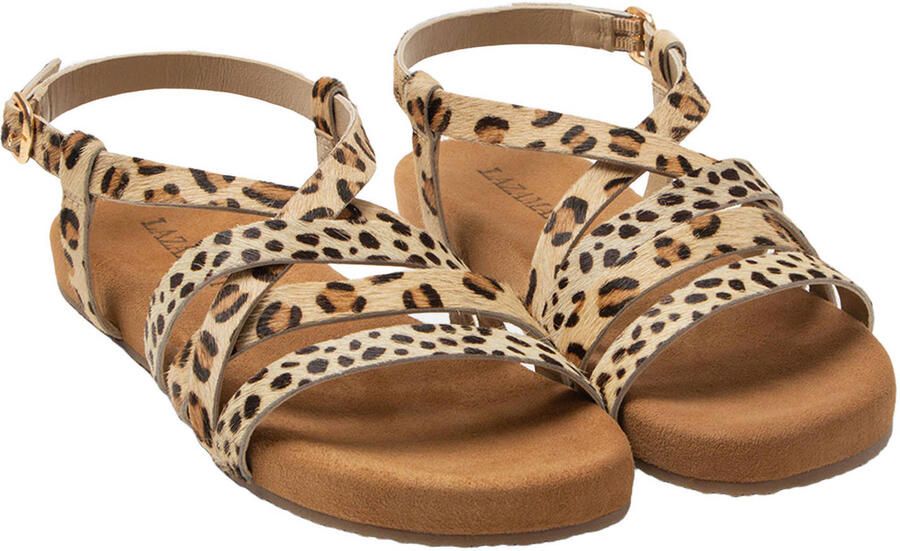 Lazamani Zuza sandalen met panterprint beige zwart - Foto 3