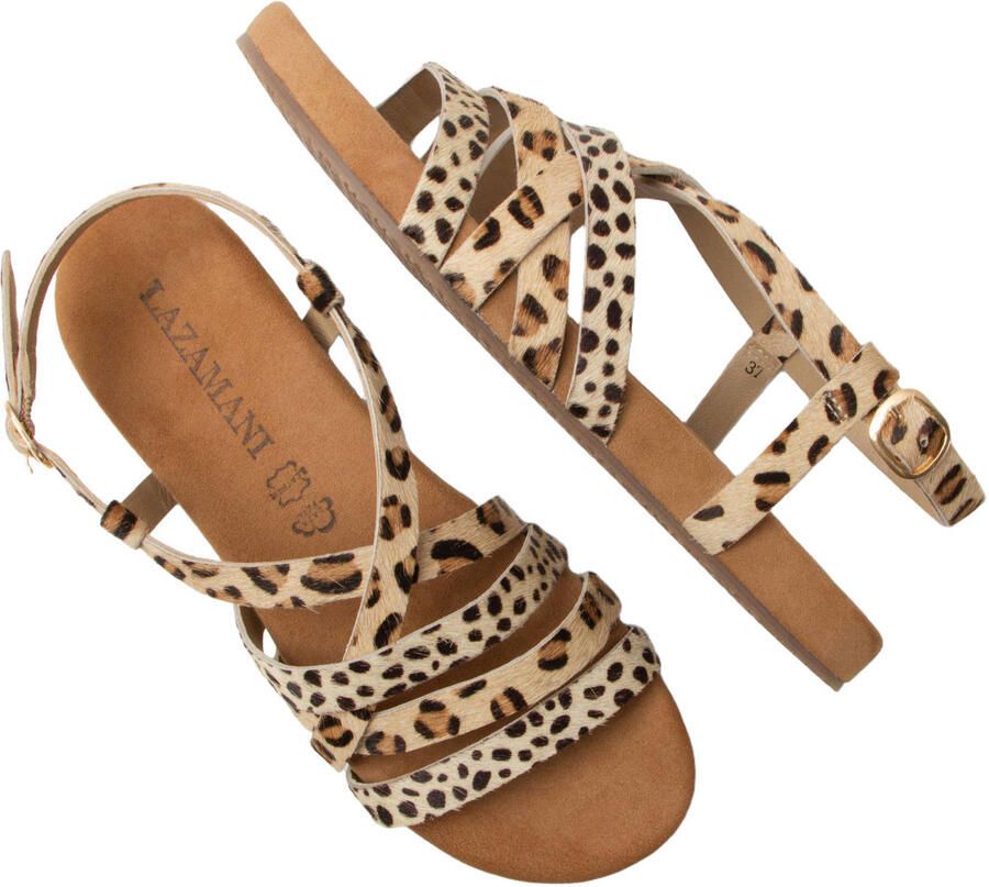 Lazamani Zuza sandalen met panterprint beige zwart - Foto 2