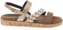 Lazamani Ladies sandals cork Bruin Leer Platte sandalen Dames - Thumbnail 1