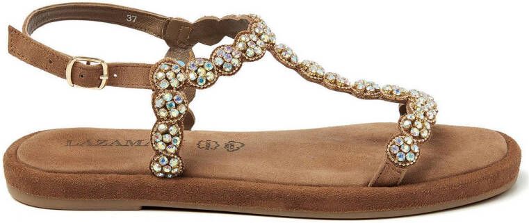 Lazamani leren sandalen cognac