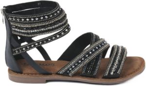 Lazamani leren sandalen met kralen zwart