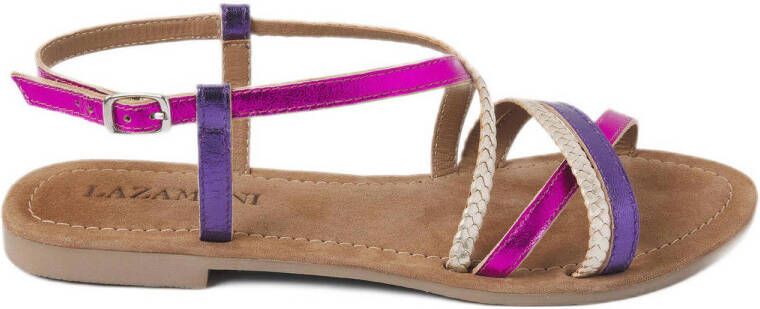 Lazamani leren sandalen roze paars