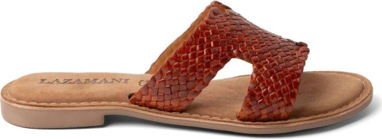 Lazamani leren slippers cognac