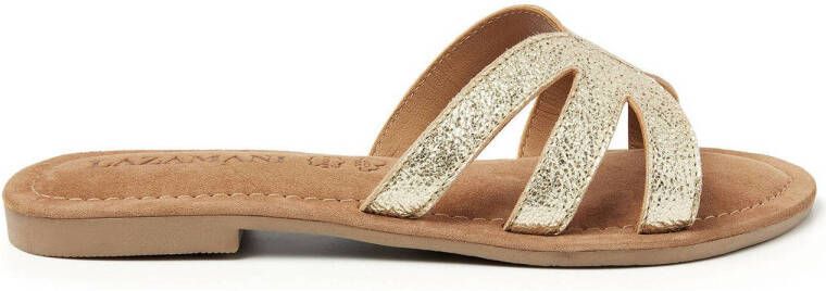 Lazamani Metallic Gouden Leren Slippers Yellow Dames