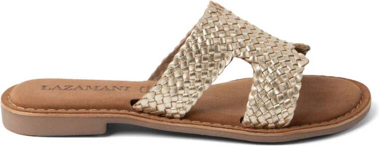 Lazamani leren slippers goud