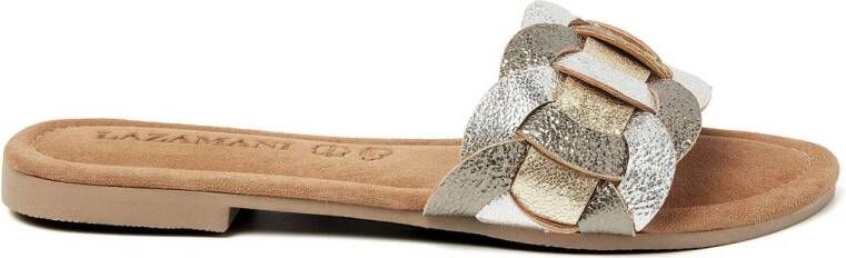 Lazamani leren slippers zilver goud