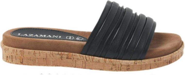 Lazamani leren slippers zwart