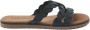 Lazamani zwarte leren slipper Zwart Leer Leren slippers Dames - Thumbnail 1