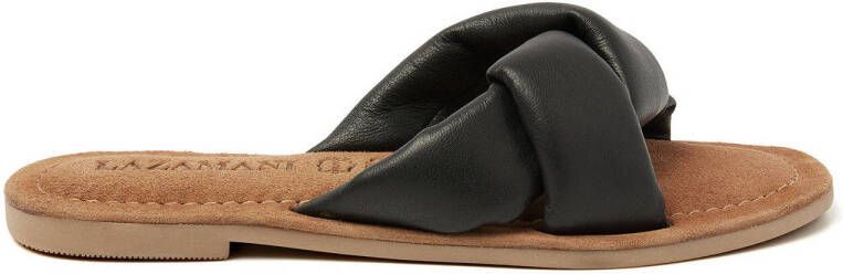 Lazamani leren slippers zwart