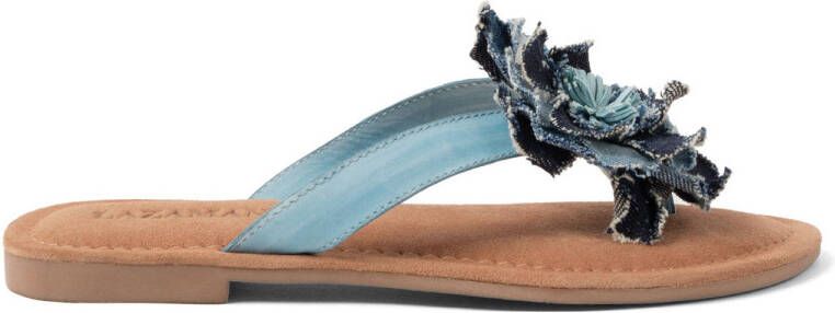 Lazamani Peony Dames Slippers Leer Denim