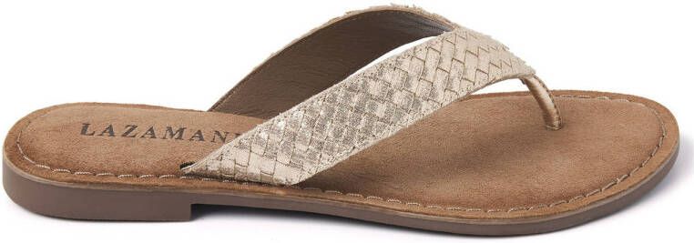Lazamani ladies toe slippers shiny weav Goud Suede Teenslippers Dames