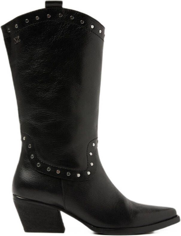 Lazamani Noël leren cowboylaarzen zwart
