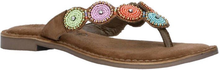 Lazamani suede slippers cognac multi