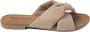 Lazamani Ladies mules crossed strap chamul Beige Suede Geen Dames - Thumbnail 1