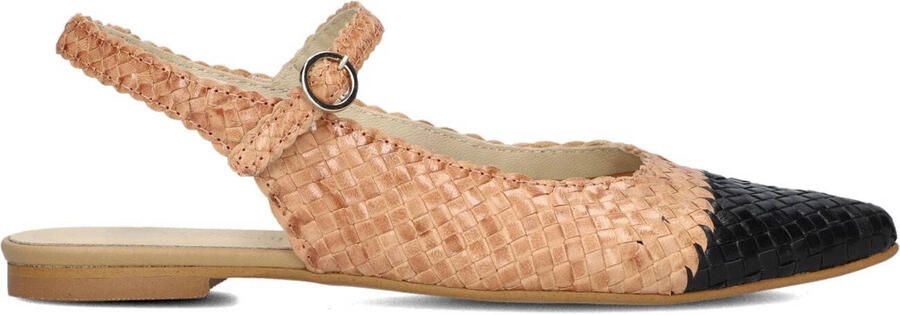 Lina Locchi Gevlochten Combi Ballerina Met Bandje Ballerina's Ballarina Schoenen Instappers Dames Beige