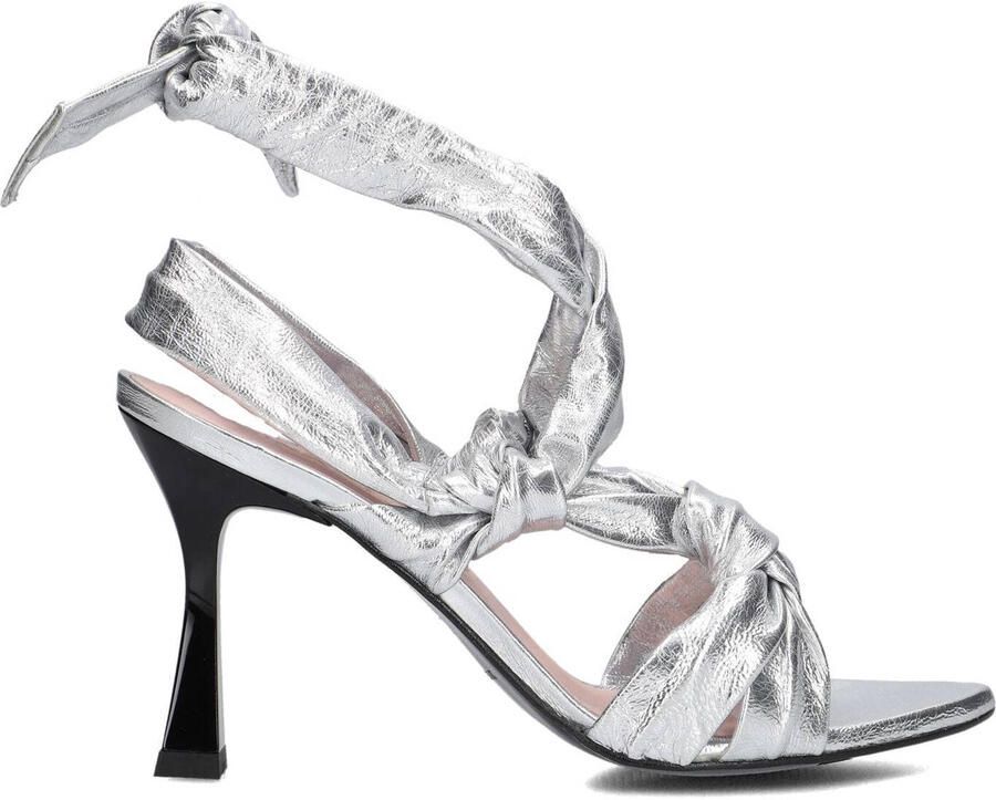 Lina Locchi Sandalen Dames Damesschoenen Leer Blokhak hoogte L1305 Zilver