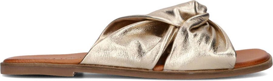 Lina Locchi Slippers Dames Sandalen Instappers Damesschoenen Leer Blokhak 126230477 Goud