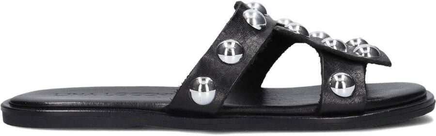 Lina Locchi Zwarte Leren Pantoffels Black Dames