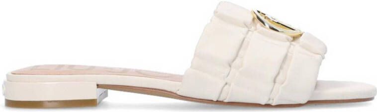 Liu Jo Ivory Geweven Logo Sliders Beige Dames