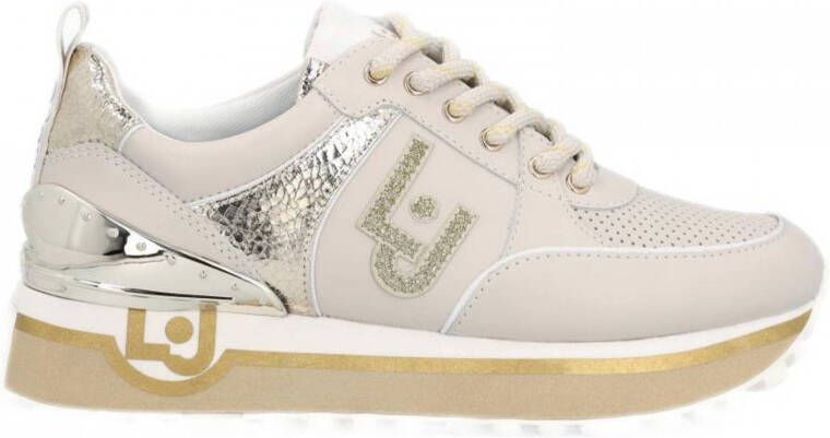 Liu Jo leren sneakers beige goud