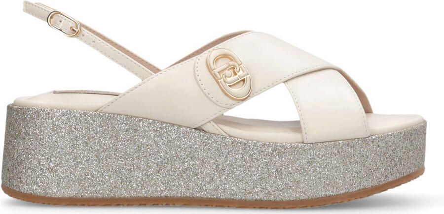 Liu Jo leren sandalen ecru zilver