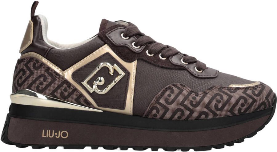 Liu Jo Maxi Wonder 01 imitatieleren sneakers bruin