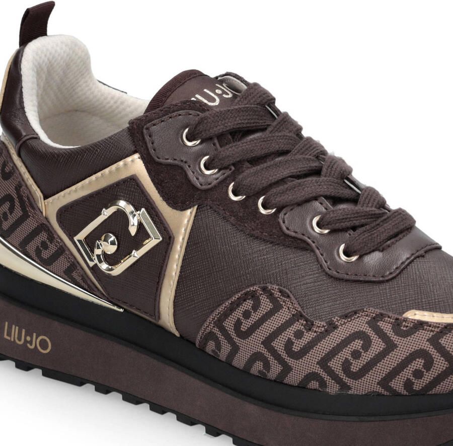 Liu Jo Maxi Wonder 01 imitatieleren sneakers bruin - Foto 2