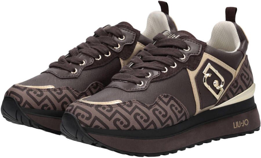 Liu Jo Maxi Wonder 01 imitatieleren sneakers bruin - Foto 3