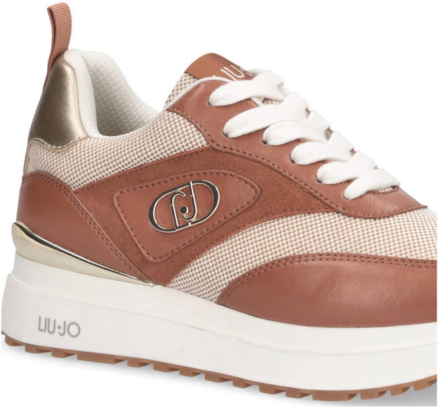 Liu Jo Maxi Wonder 97 BIS leren sneakers bruin beige - Foto 2