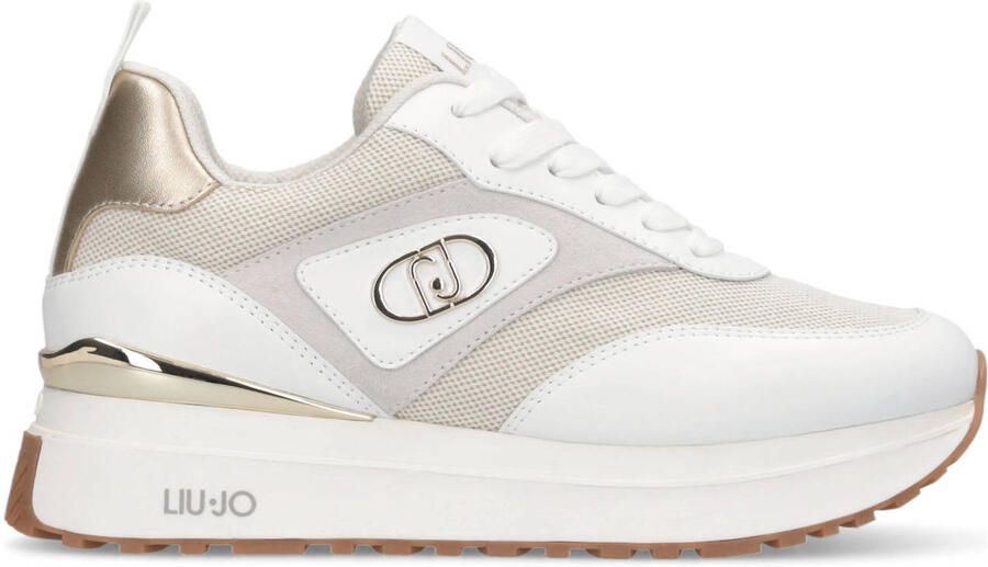 Liu Jo Maxi Wonder 97 BIS leren sneakers wit beige