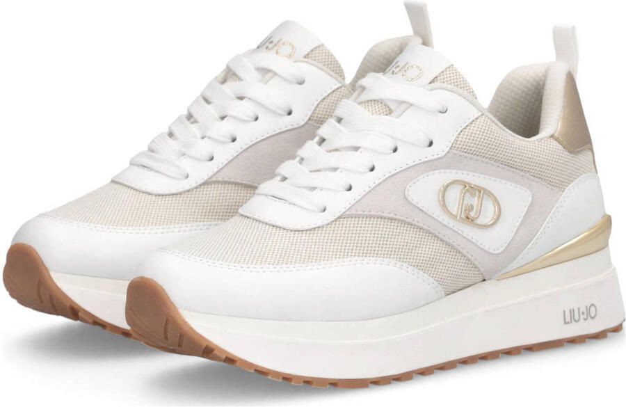 Liu Jo Maxi Wonder 97 BIS leren sneakers wit beige - Foto 2