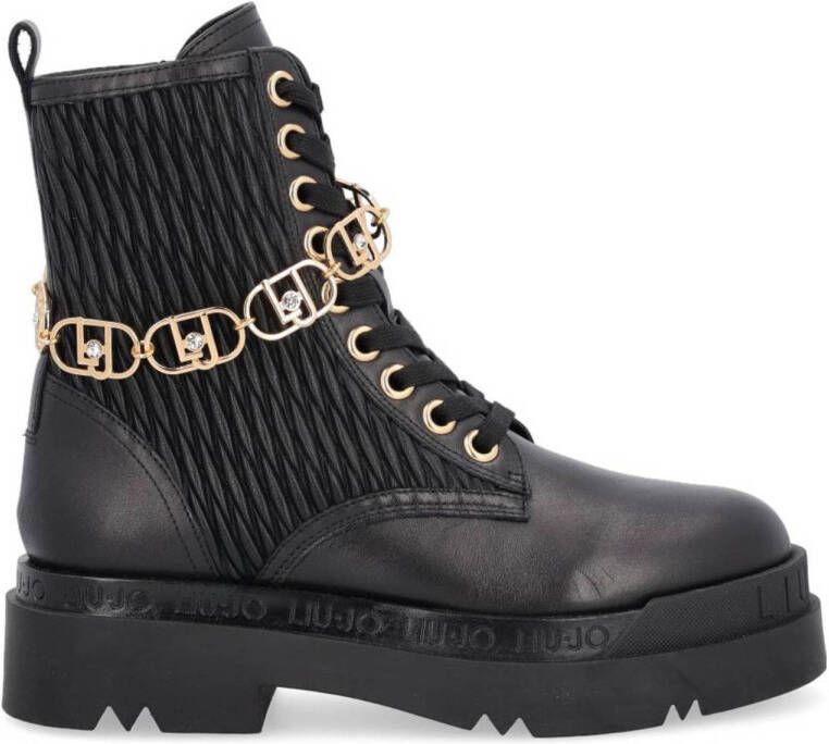 Liu Jo Love 31 leren veterboots zwart