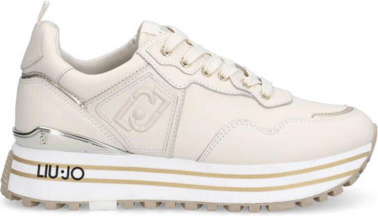 Liu Jo MAXI WONDER 01 leren sneakers beige