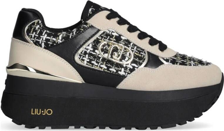Liu Jo Maxi Wonder Plus 01 sneakers zwart beige